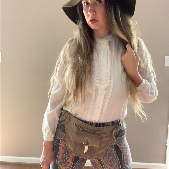 Vintage 1970s White Lace Tuxedo Button Down Shirt - Picture 8 of 8